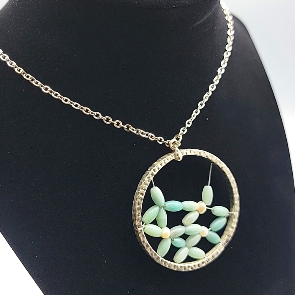 Designer Singrid Olsen Elegant Silver and Blue 18" Necklace Flower Tree Pendant